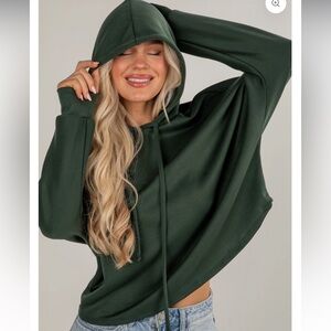 Forest Green Women's Cropped Hoodie - Size L